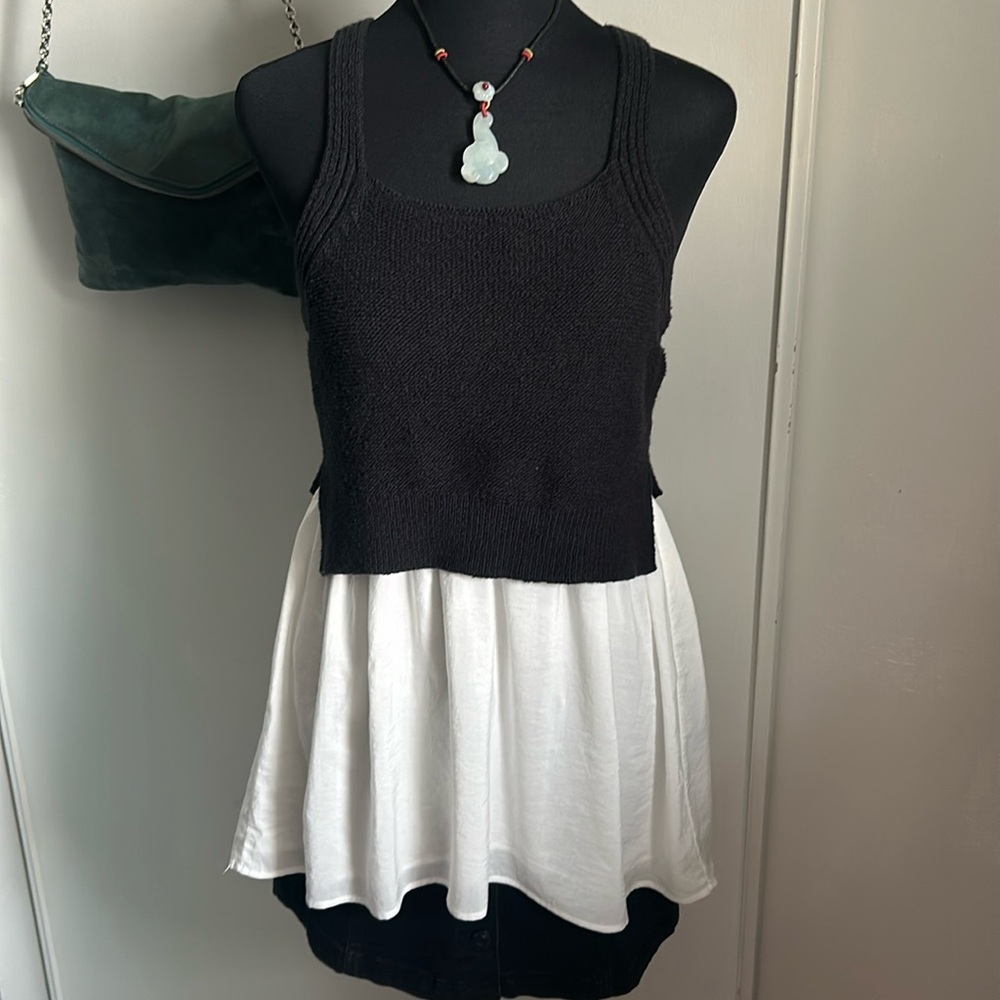 New Anthropologie Jenna Twofer Layered Sweater Racerback Peplum Tank Top